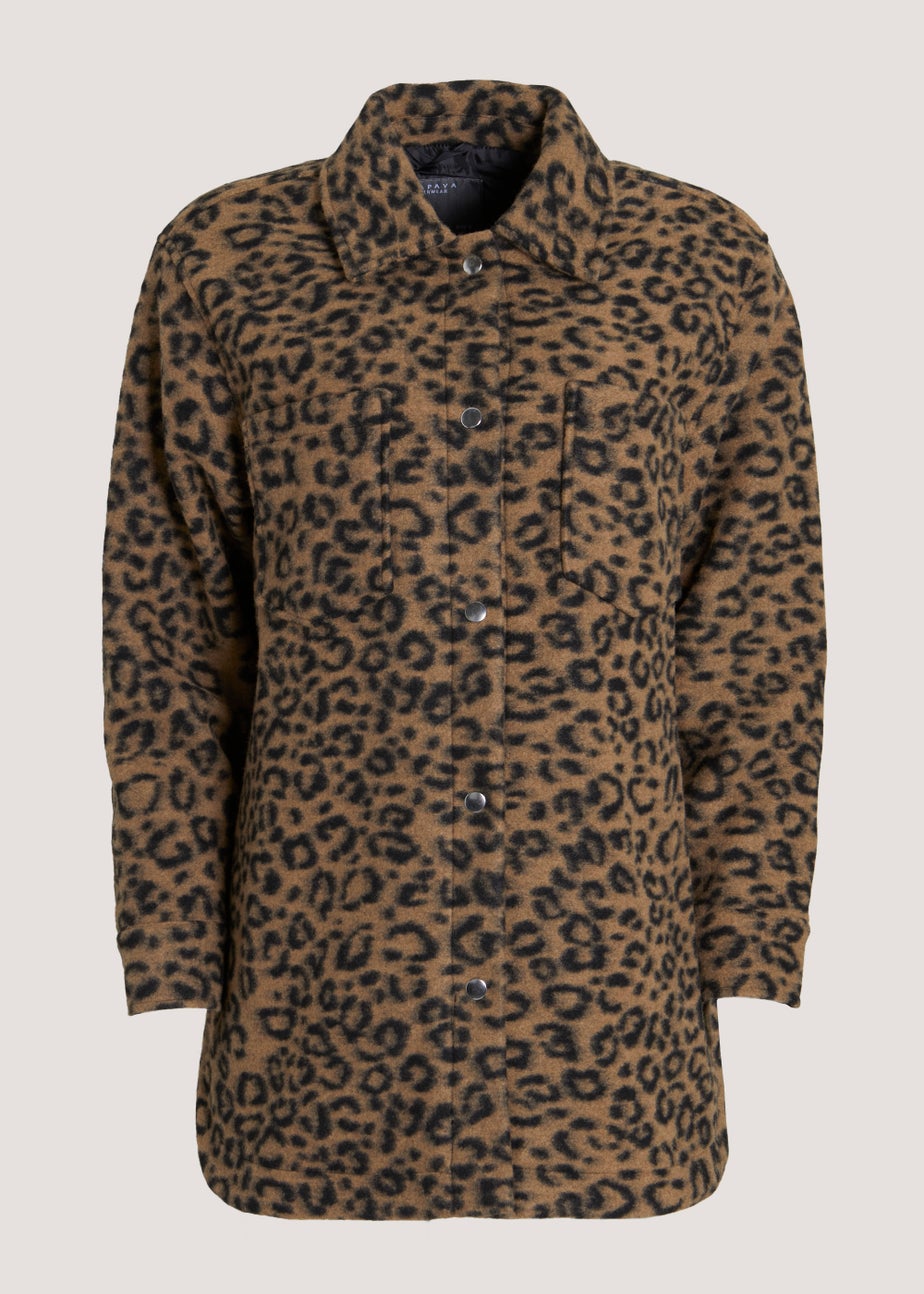 Papaya Petite Brown Leopard Print Short Shacket