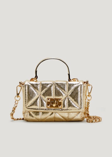 Gold Quilted Handle Mini Bag