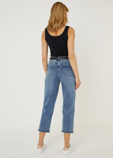 Ava Mid Wash Ripped Mom Jeans