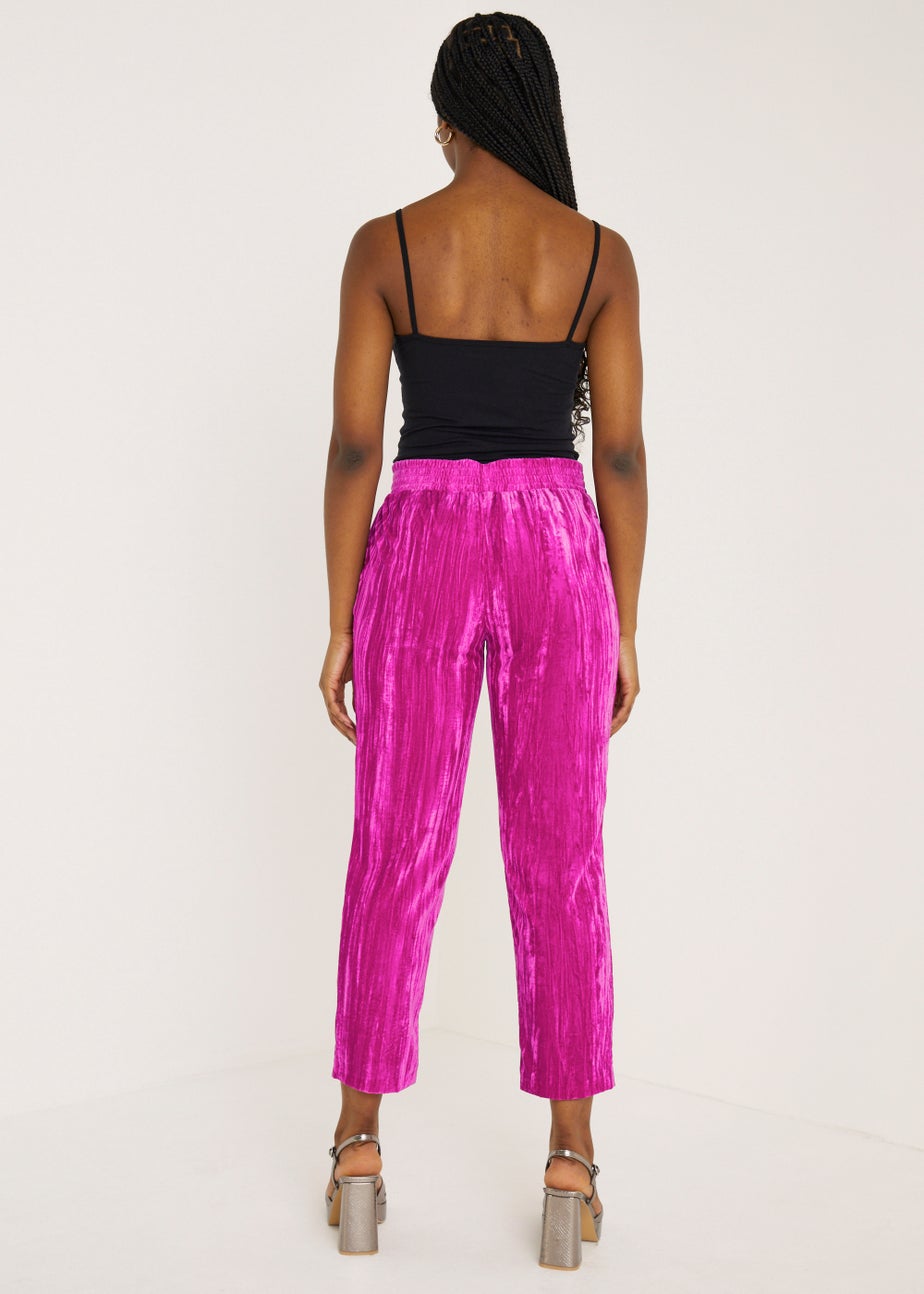 Be Beau Pink Crushed Velvet Trousers Matalan
