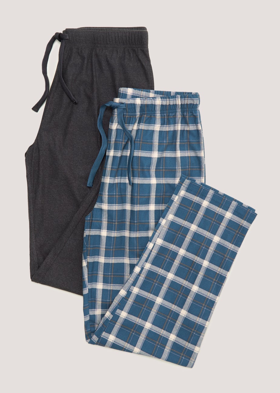 Pack Blue Grey Fleece Pyjama Bottoms Matalan