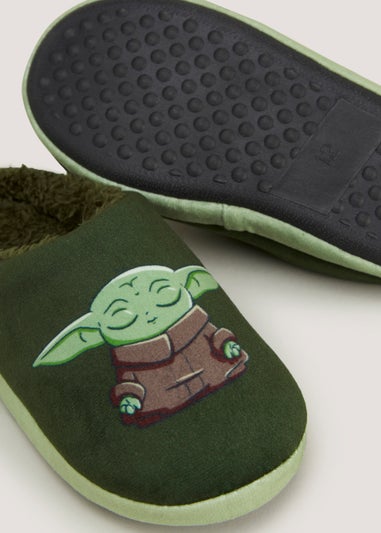Kids Green Star Wars Mandalorian Mule Slippers (Younger 8-Older 2)