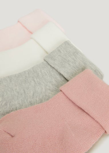 Unisex 4 Pack Pink Terry Tot Baby Socks (Newborn-12mths)