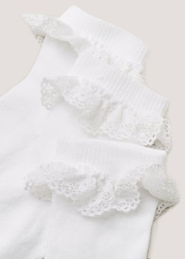 3 Pack White Frill Baby Socks (Newborn-12mths)