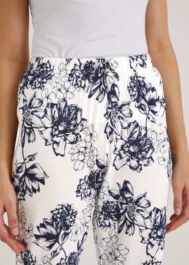 White Floral Modal Cotton Pyjama Bottoms