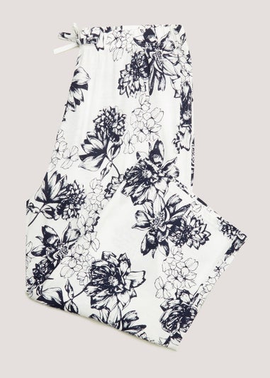 White Floral Modal Cotton Pyjama Bottoms