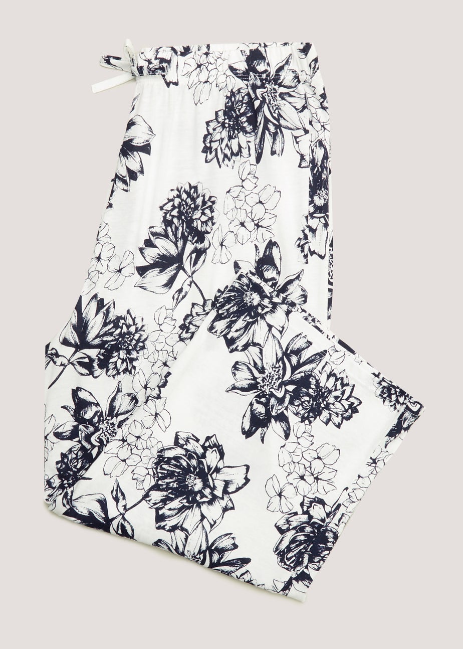White Floral Modal Cotton Pyjama Bottoms