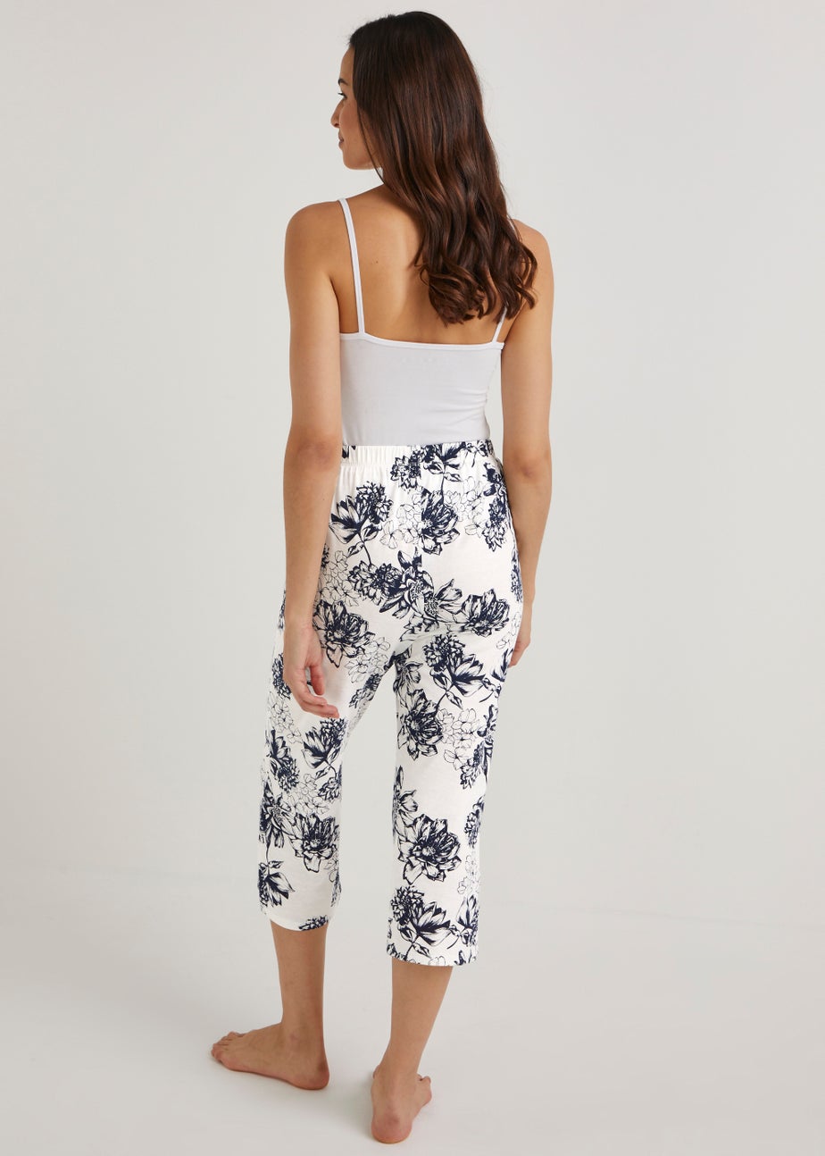 White Floral Modal Cotton Pyjama Bottoms