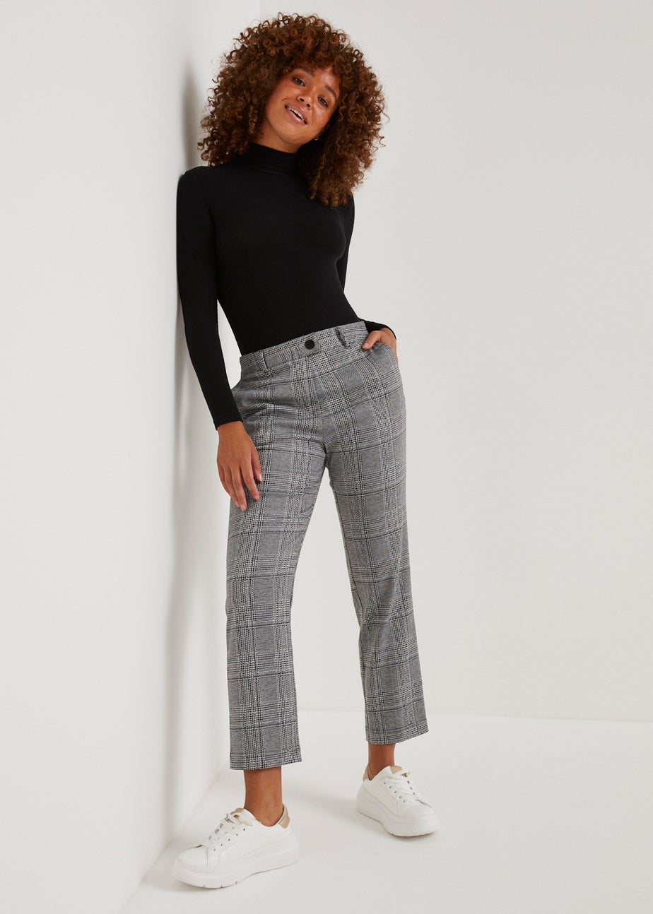 Papaya Petite Black Check Cropped Trousers