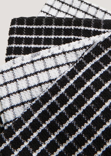 4 Pack Black Check Terry Tea Towels