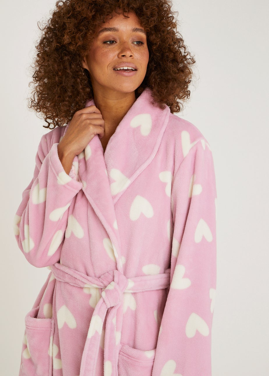 Pink Heart Print Dressing Gown