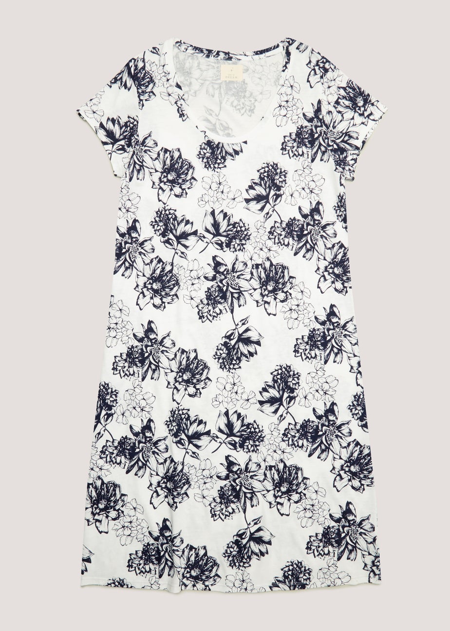White Floral Modal Cotton Nightie