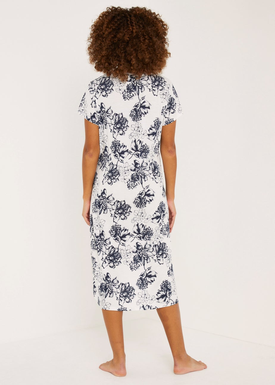 White Floral Modal Cotton Nightie