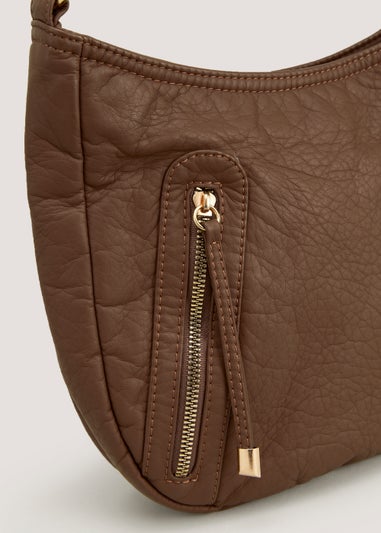 Tan PU Messenger Crossbody Bag