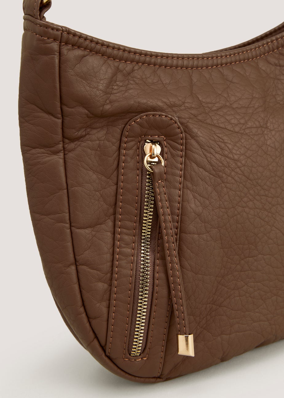 Tan PU Messenger Crossbody Bag