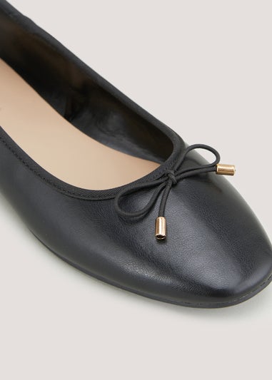 Black Square Toe Ballet Flats