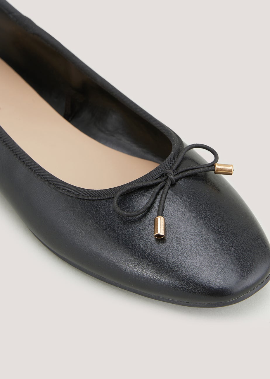 Black Square Toe Ballet Flats