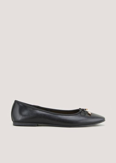 Black Square Toe Ballet Flats