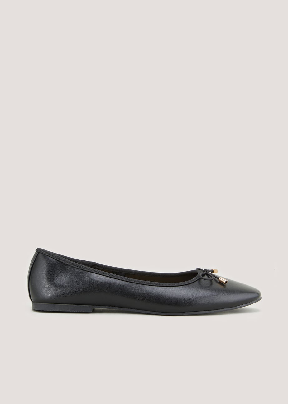 Black Square Toe Ballet Flats