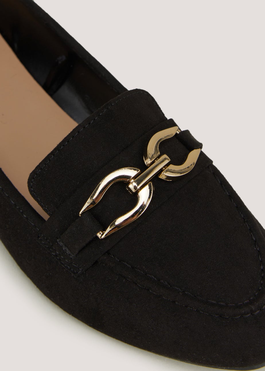 Black Metal Bar Ballet Loafers