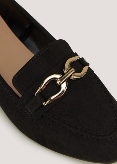 Black Metal Bar Ballet Loafers