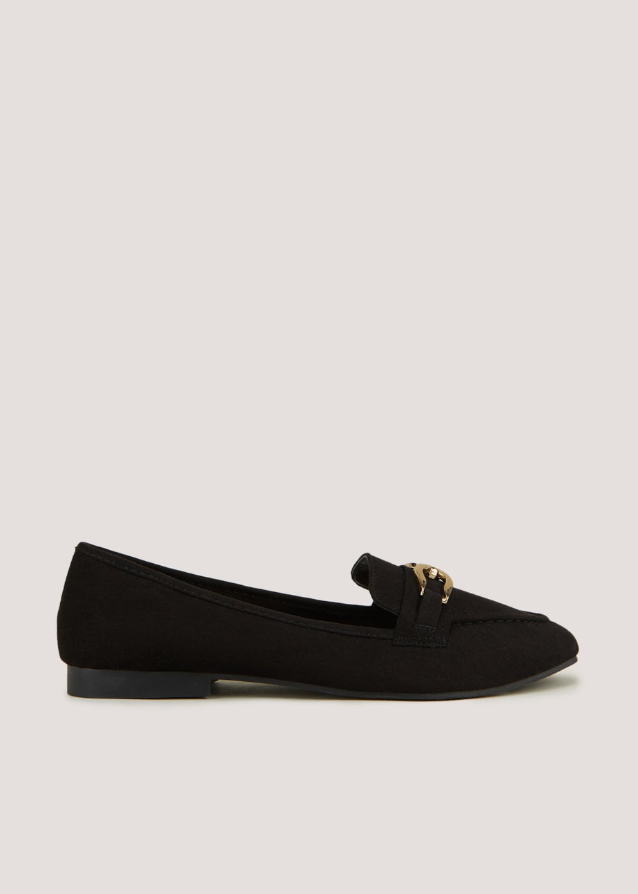 Black Metal Bar Ballet Loafers