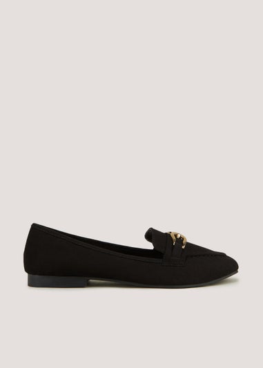 Black Metal Bar Ballet Loafers