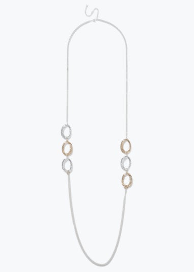 Silver & Gold Chunky Row Long Necklace
