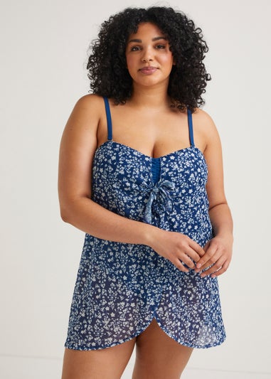 Papaya Curve Navy Tie Front Swim Dress