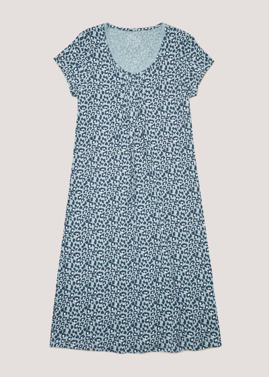 Blue Animal Print Lace Nightie (Long Length)