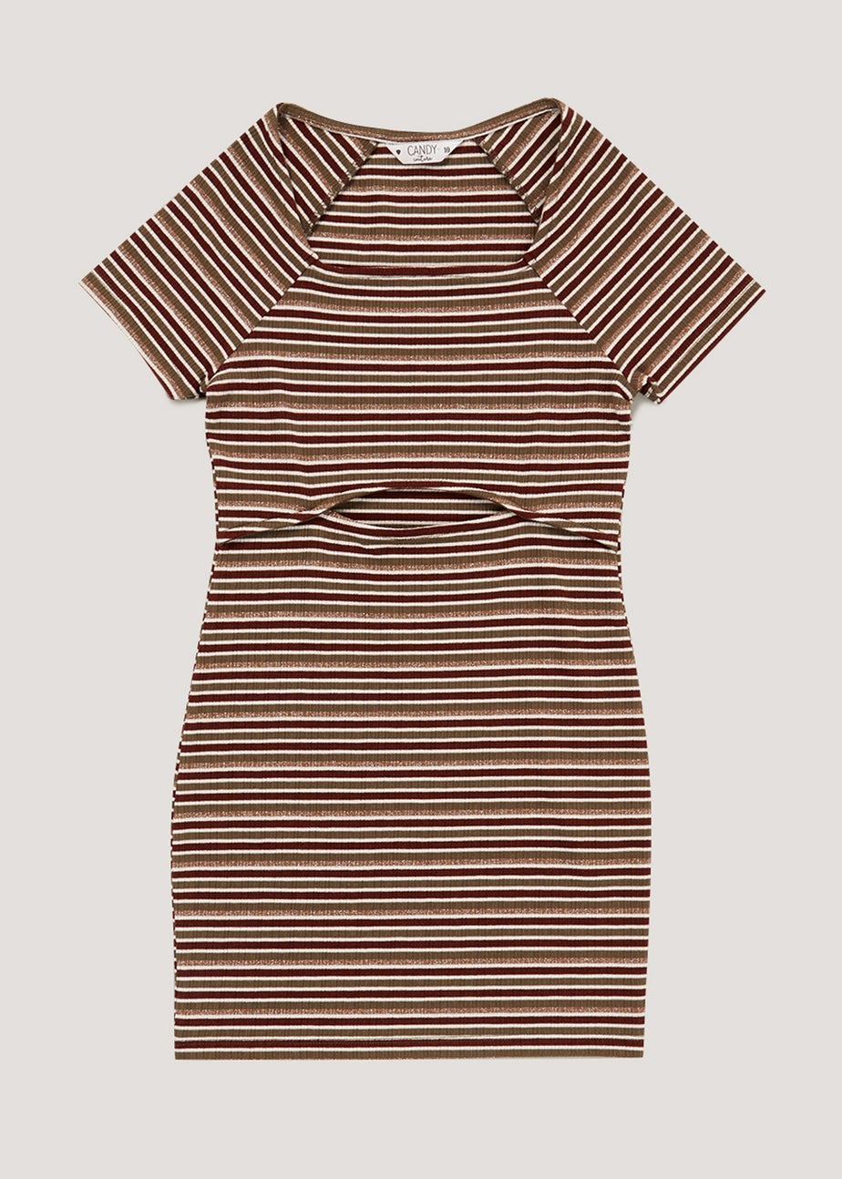 Girls Candy Couture Stripe Cut-Out Dress (9-16yrs)