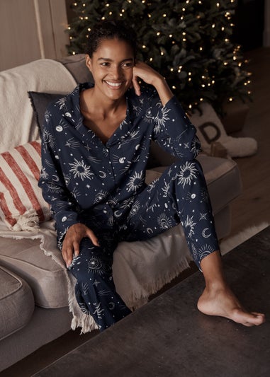 Navy Cosmic Button Up Pyjama Set