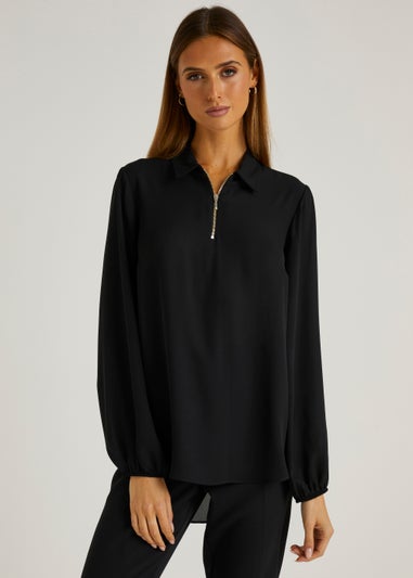 Et Vous Black Half Zip Blouse