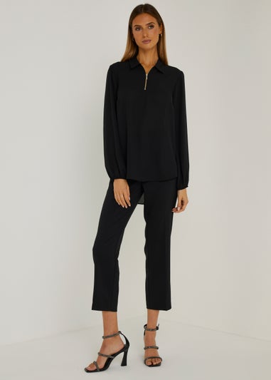 Et Vous Black Half Zip Blouse