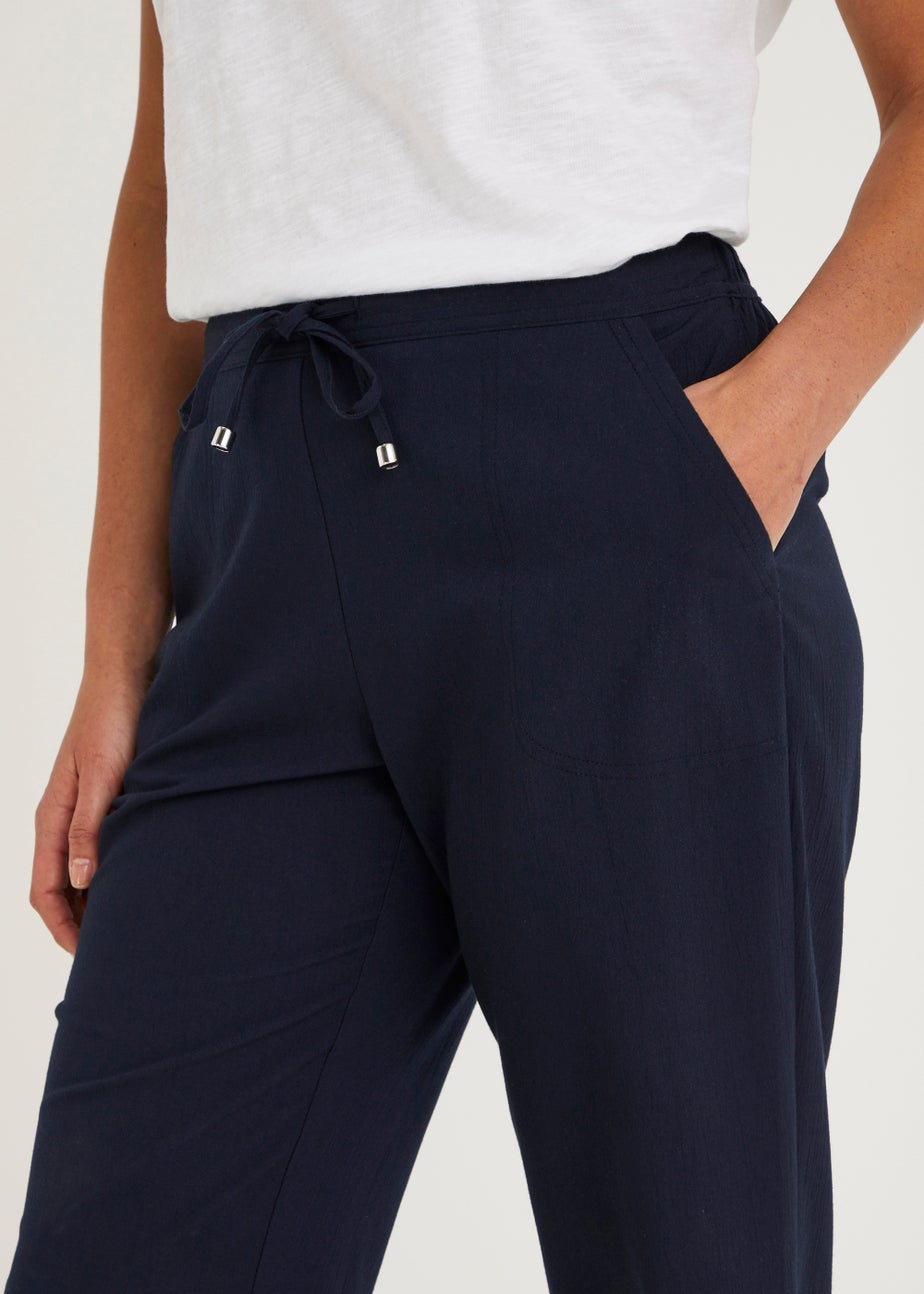 Navy Cropped Trousers