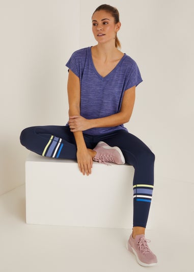 Souluxe Navy Tape Panel Sports Leggings
