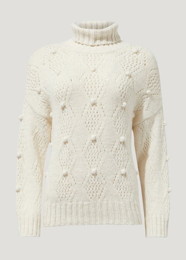 Cream Diamond Pointelle Jumper
