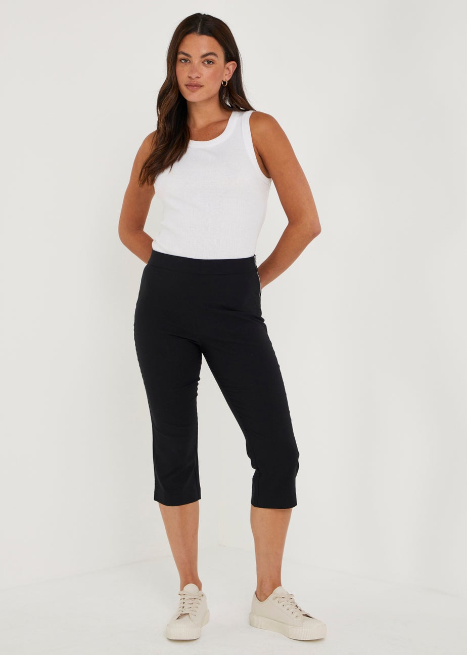Black Cropped Bengaline Trousers