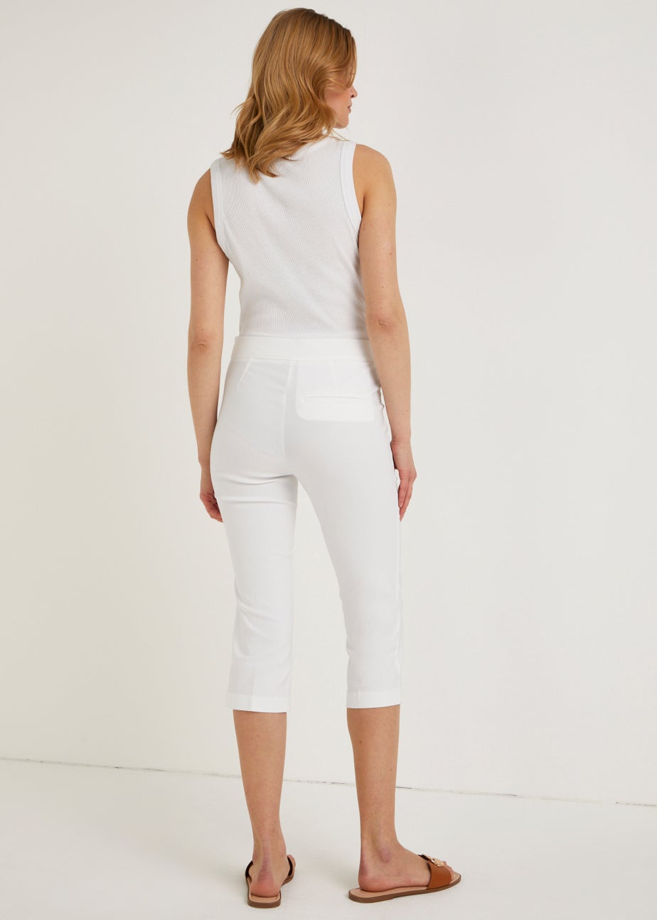 White Bengaline Cropped Trousers