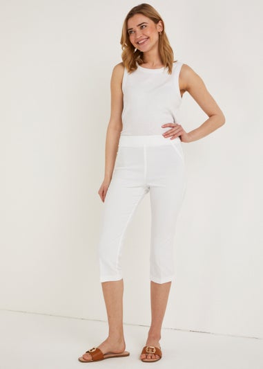 White Bengaline Cropped Trousers