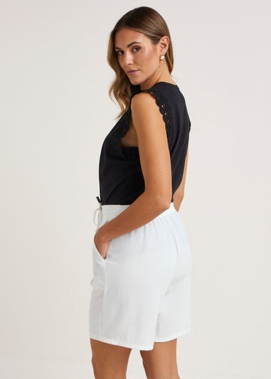 White Tie Waisted Shorts