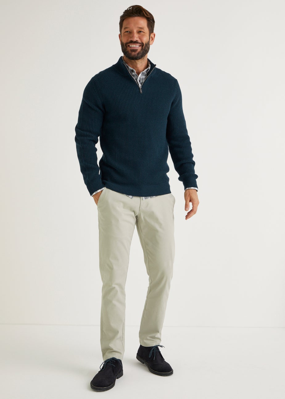 Navy Ribbed 1/4 Zip Jumper