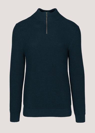 Navy Ribbed 1/4 Zip Jumper