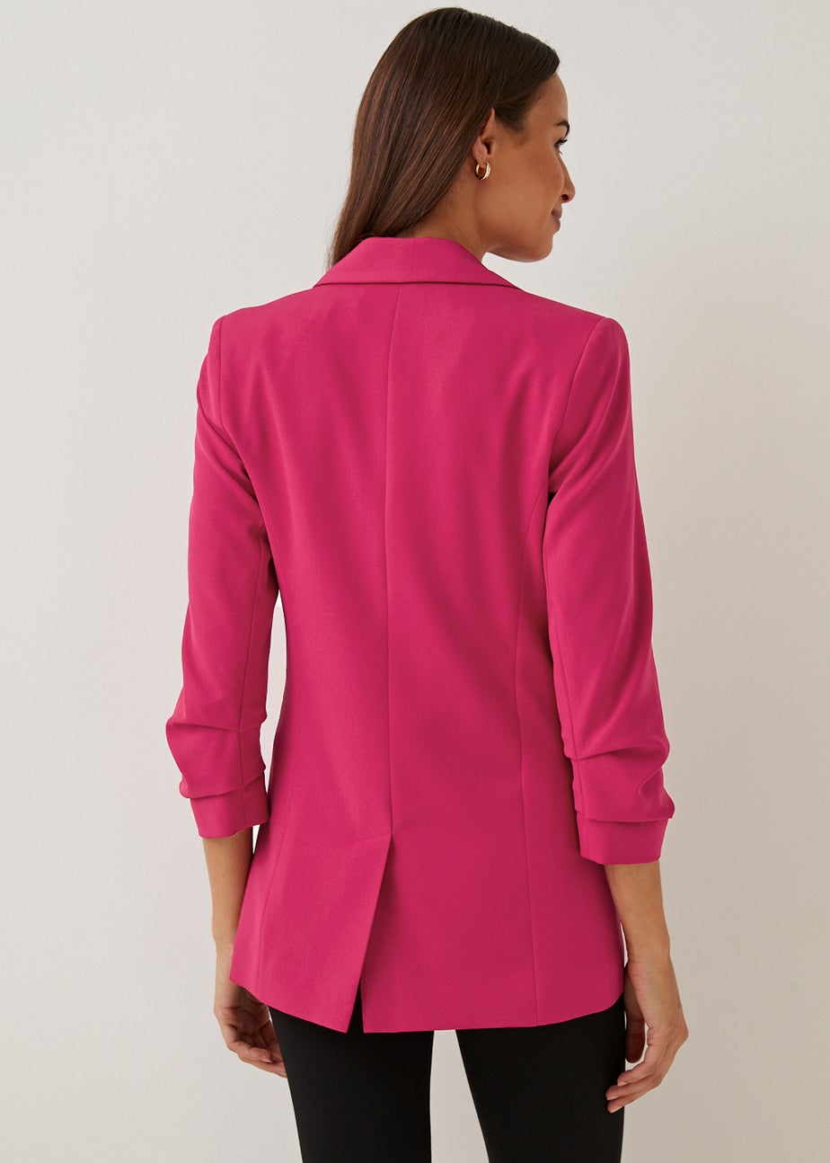 Et Vous Pink Ruched Sleeve Blazer