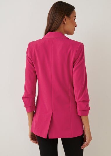 Et Vous Pink Ruched Sleeve Blazer