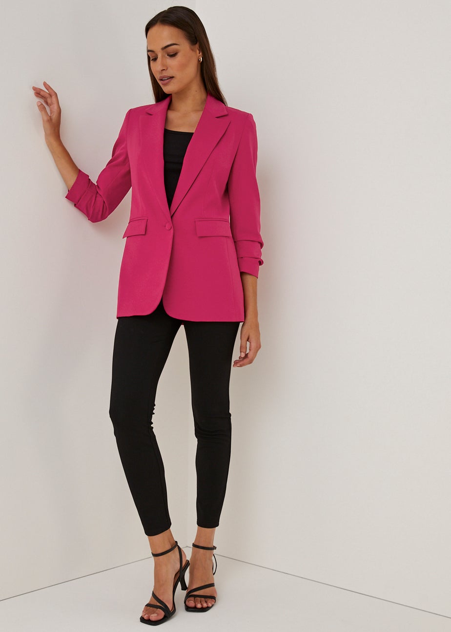Et Vous Pink Ruched Sleeve Blazer