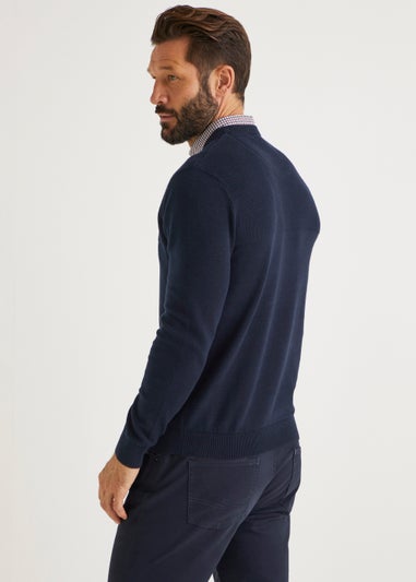 Lincoln Navy Mock Shirt Jumper