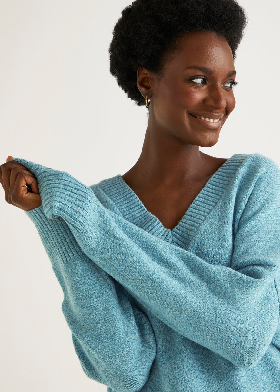 Teal V-Neck Jumper