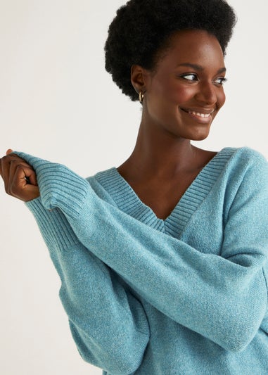 Teal V-Neck Jumper