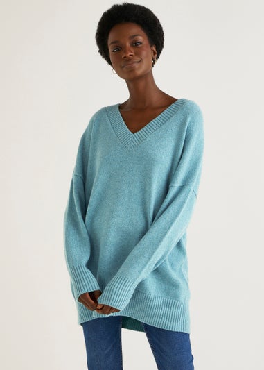 Teal V-Neck Jumper